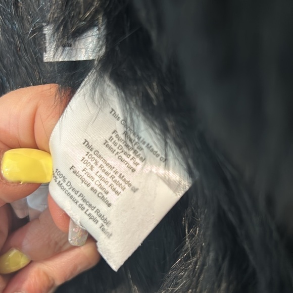 La Fiorentina black rabbit fur open front vest women’s size medium new w tag top - Picture 4 of 6